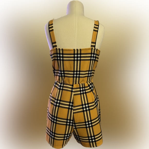 2000s Yellow Plaid Romper Skort Juniors 11/13 - Picture 2 of 3